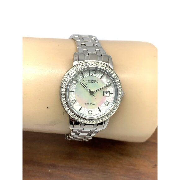 Citizen Womens Watch FE1180-65D Eco Drive Mother of Pearl Dial Silver Steel 29mm - Picture 12 of 15